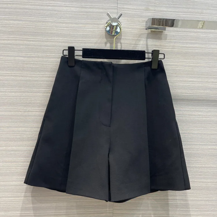 

Shorts High-waisted Straight-leg Short Trousers Black A-line Wide-leg Shorts 2022 Summer High-end Office-lady Shorts for Women
