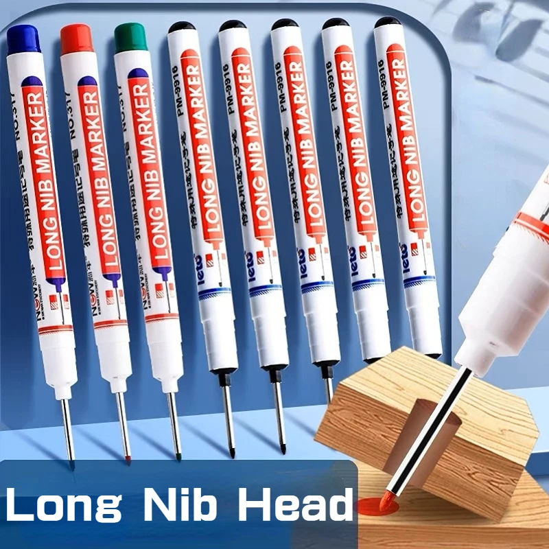 

3/8pcs Long Nib Head Markers For Metal Perforating Pen Waterproof Bathroom Woodworking Decoration Multi-Purpose Deep Hole Marker