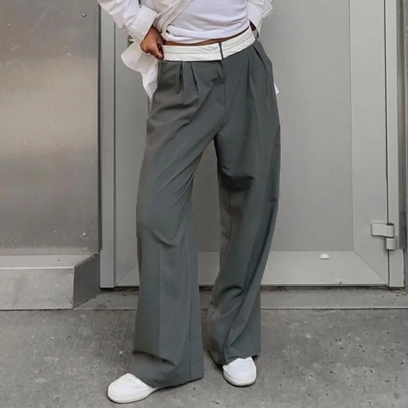 Женские повседневные свободные мешковатые брюки в стиле пэчворк с поясом