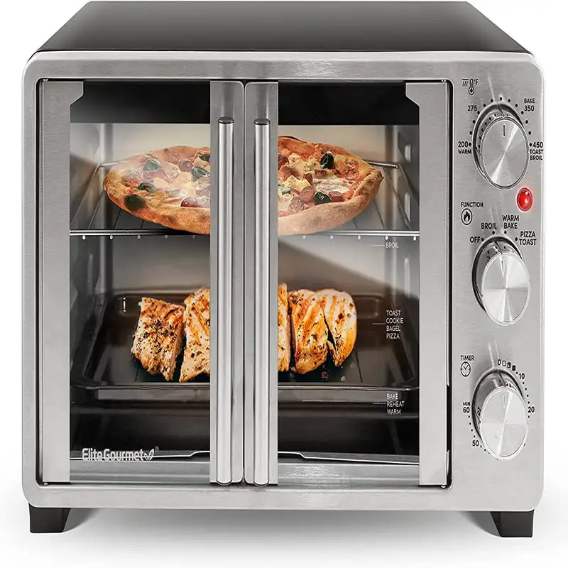 

French Door Toaster Oven fits 12" Pizza Stainless Steel