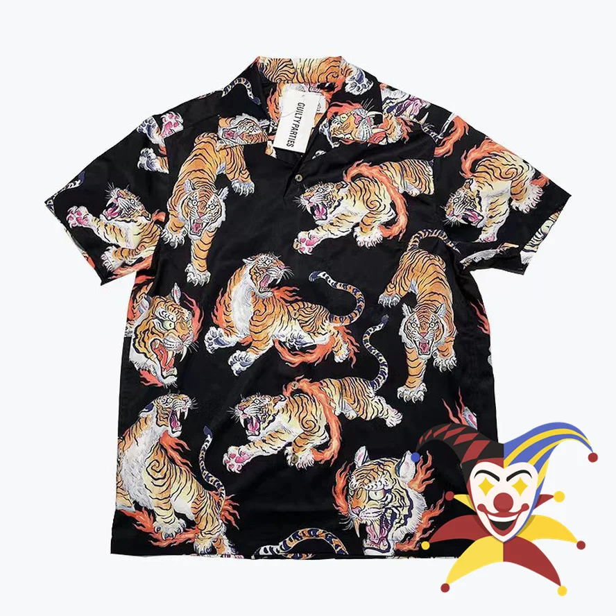 

Oversized Black Tiger WACKO MARIA Shirt Men Women Hawaiian WACKO MARIA Shirts mens