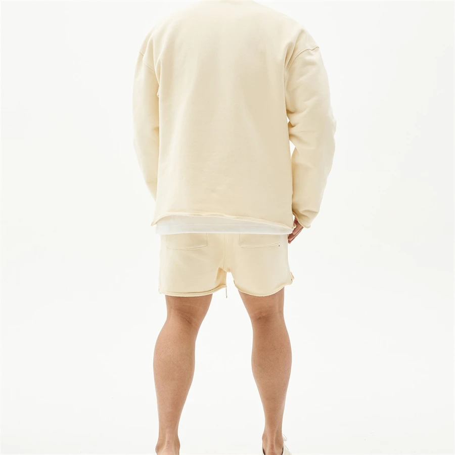 High Quality Body-building Sportswear Two-piece Set Spot Europe 3xl New Men's Suit Jacket + Jogger short High street Tracksuit