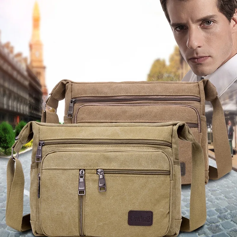 

Простая Высококачественная сумка, мужская сумка через плечо, Мужская диагональная Женская Повседневная Большая деловая сумка в стиле ретро, холщовая вместительная уличная сумка