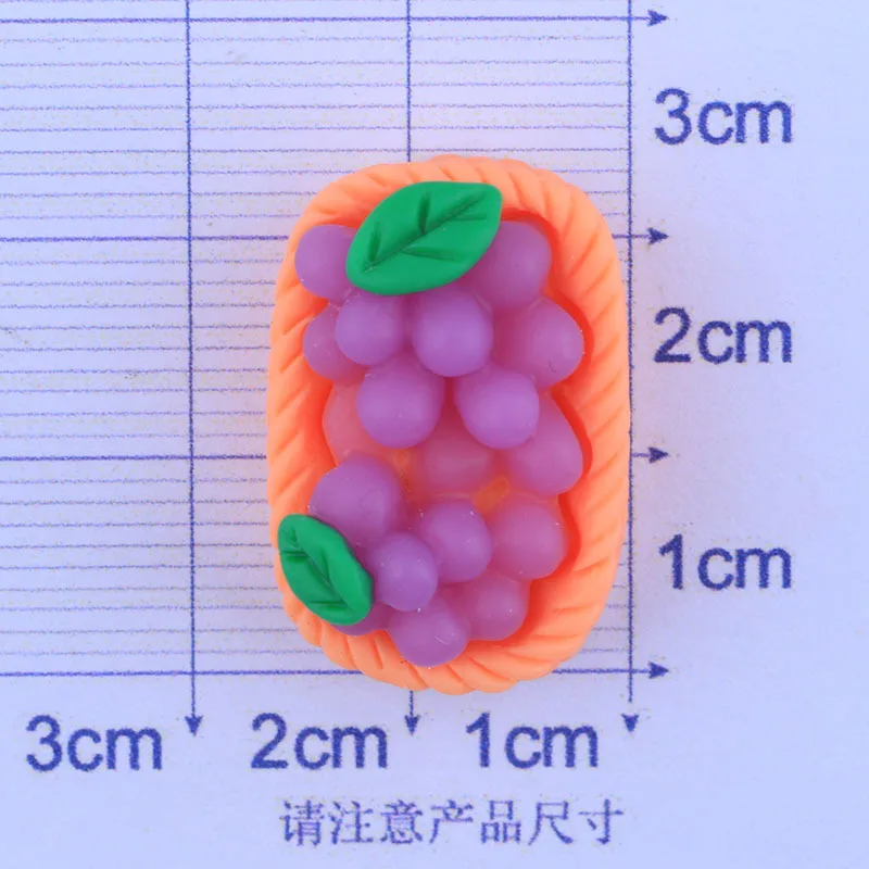 

1pcs resin simulation Cartoon Fruit basket grape 23mm Embellishment Cabochons Scrapbooking Hair Bow Center DIY