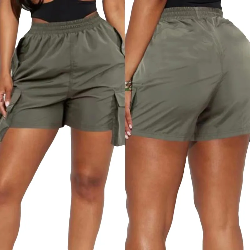 Y2k Black Cargo Shorts Pockets 2023 Summer Women High Waisted Sporty Joggers Retro Fashion Streetwear Solid Color Basic Shorts