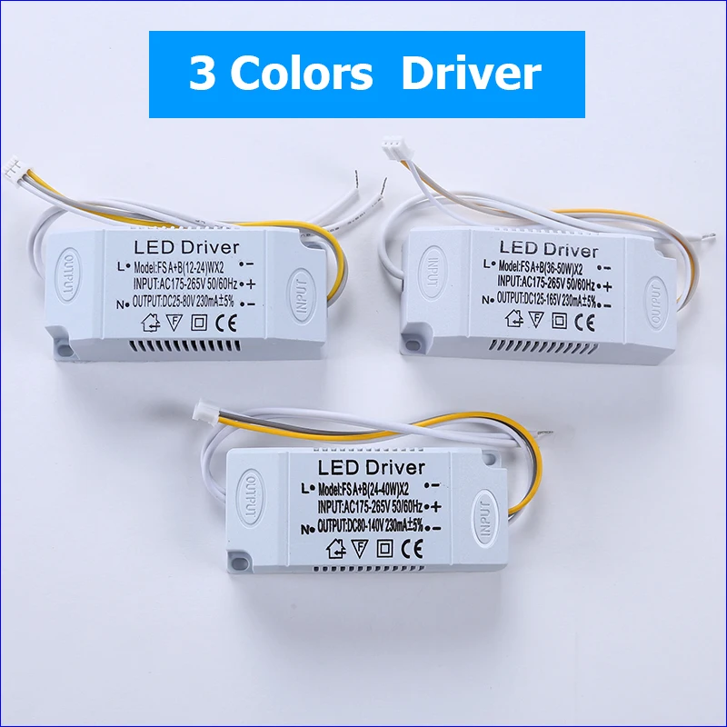 

LED Driver 3 colors Adapter For LED Lighting AC220V Non-Isolating Transformer For LED Ceiling Light 12-24W/24-40W/36-50W