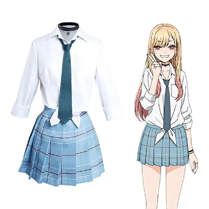

New Marin Kitagawa Cosplay Set Anime My Dress Up Darling Costume Jk School Uniform Skirt Set Black Maid Maid Dress Wig Party