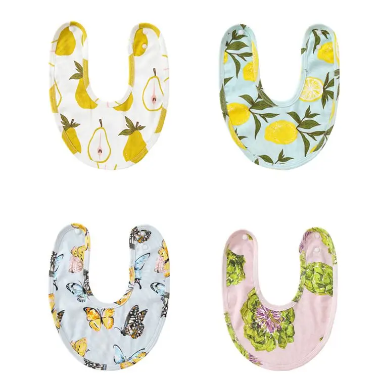 

Нагрудник для новорожденных, мягкий хлопок, поглощение воды, слюнявчик, детский нагрудник с принтом цветов, цветов, фруктов, бабочек, Подарочный аксессуар
