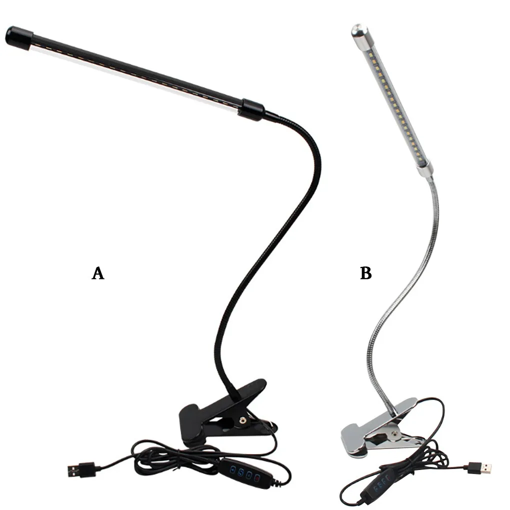 

LED Clip Reading Light Eye Protection 3 Colors Dimming Desk Lamp Flexible Hose Clamp Light