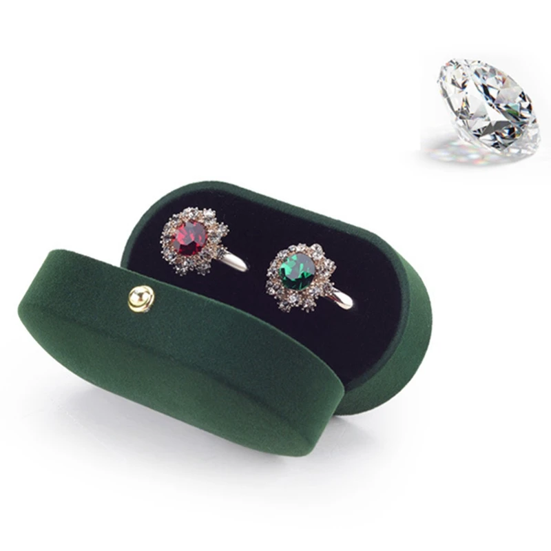 2X Velvet Silk Pair Ring Box Wedding Single Proposal Farewell Jewelry A |