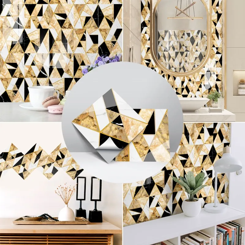 

10 PCS/Set Wall Sticker Waterproof Oil-proof Geometric Figure Decoration Wallpaper Moisture-proof PVC Texture