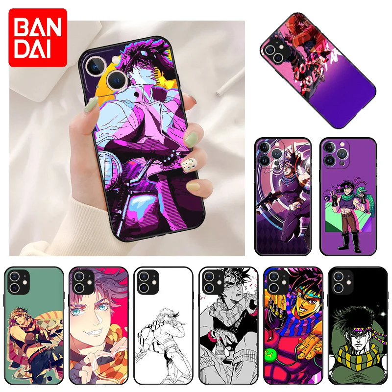 

Soft Phone Case For iPhone 13 11 12 Pro Max Mini XR XS SE 2022 X 8 7 6 6s Plus JOJO Joseph Joestar Shockproof Bumper Black Cover