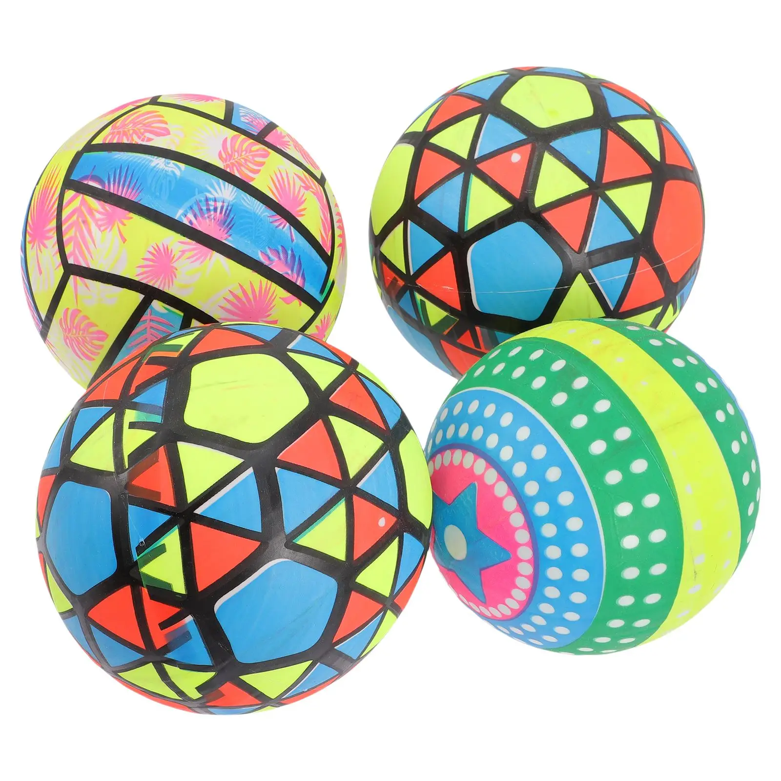 

4 Pcs Inflatable Beach Fluorescent Volleyballs Party Beach Star Balls Inflatable Spray Leather Ball Fluorescent Beach Volleyball