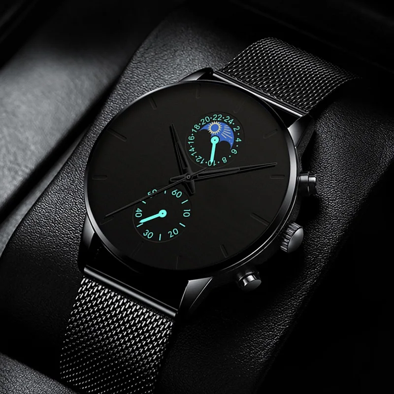 Мужские часы модные мужские деловые Uhren Luxus klassistant черного цвета сетчатые из