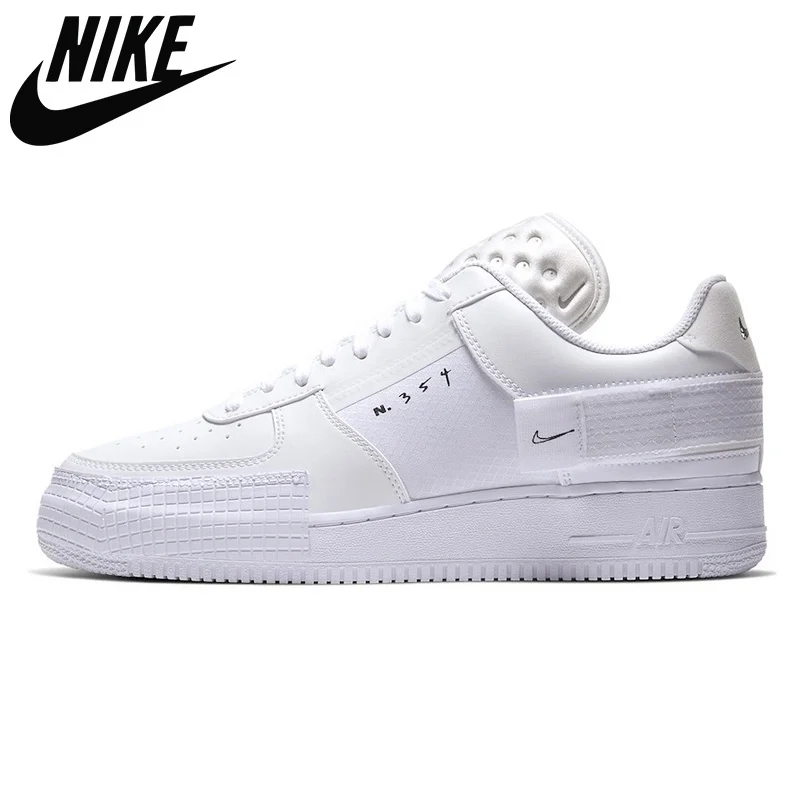 

Authentic Nike Air Force 1 Type N354 Skateboarding Shoes AF1 One Triple White Grey Fog Photo Blue Sports Sneakers Trainers