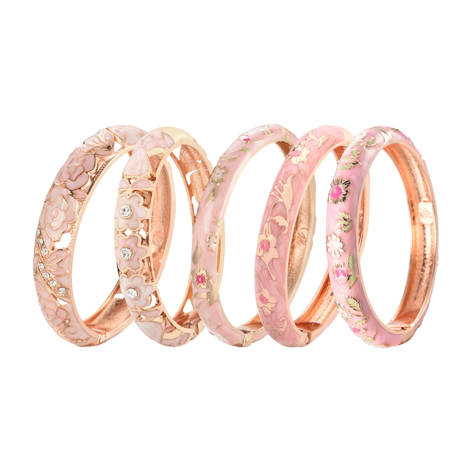 Полые браслеты для женщин эмалированные перегородчатый женский браслет розовый