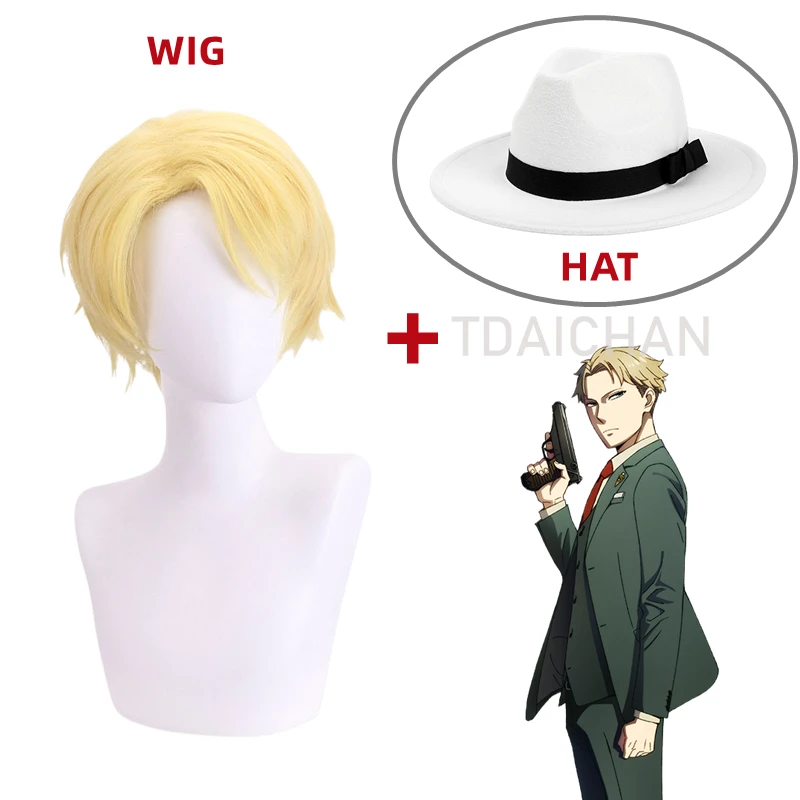 

Loid Forger Cosplay Wig Anime Spy X Family Blond Short Hair Twilight Anya Forger Father Accessory Cap Hat Halloween Party Men