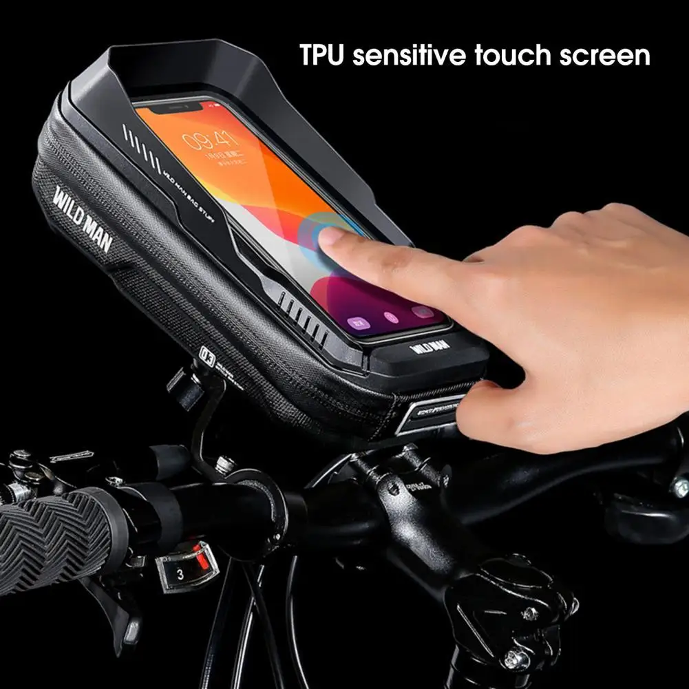 

Bicycle Bags Panniers 0.6L Handlebar Phone Pouch Hard Shell 360 Degree Rotation Glued Zipper Bike Handlebar Bag With Mesh Bag