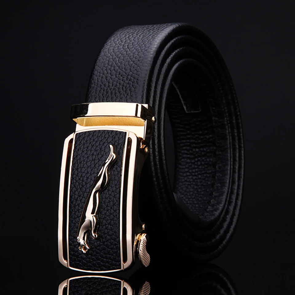 Fashion Trend Gold Automatic Buckle Belt Luxury Design Men And Women Business Leisure Personality Lychee Grain Leather Belt 2363