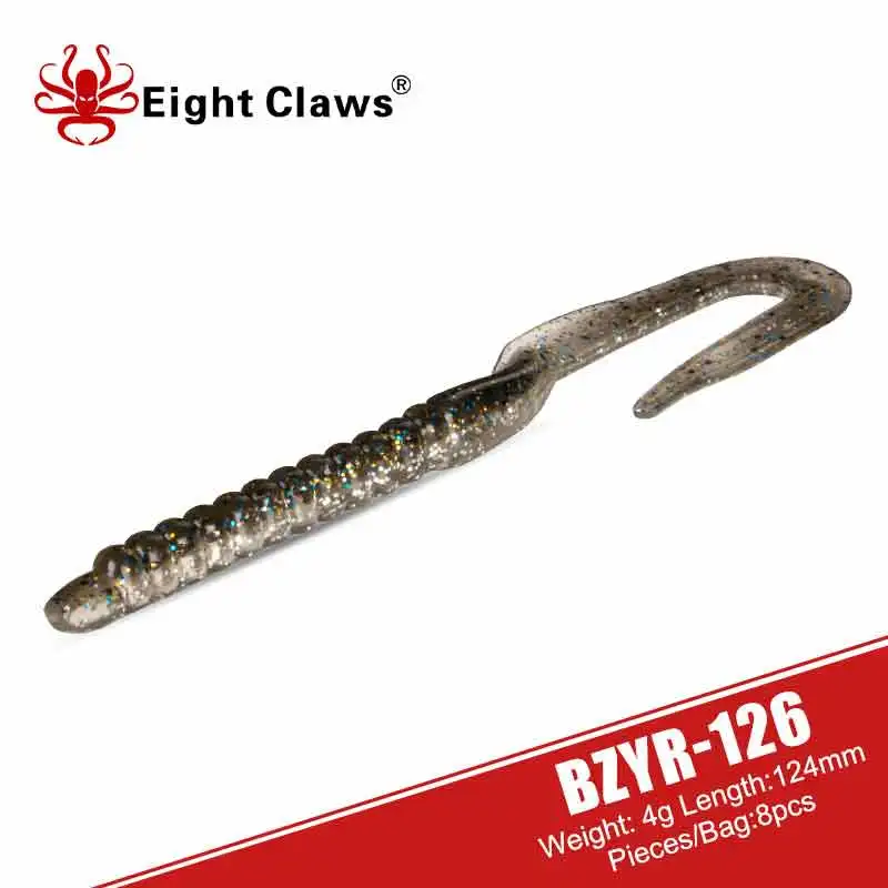 

EIGHT CLAWS Magnum Long Tail Worm Bait 124mm 4g Soft Fishing Lure Jigging Wobblers Silicone Swimbait Artificial Leurre Souple