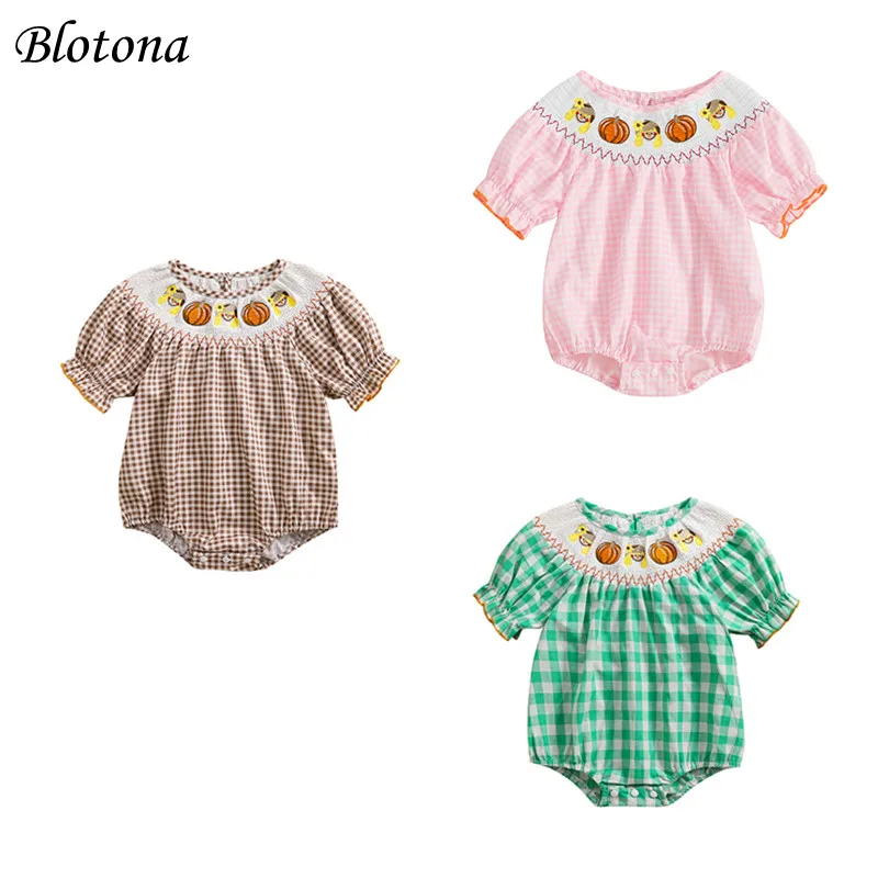 Blotona комбинезон на Хэллоуин для маленьких девочек клетчатый с короткими рукавами