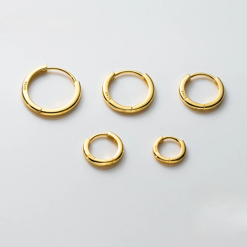 Женские серьги-кольца из серебра 925 пробы 10/12/14/16/18 мм