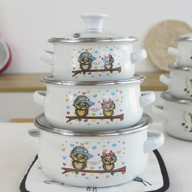 Кухонный горшок из трех предметов эмалированная стандартная миска для лапши