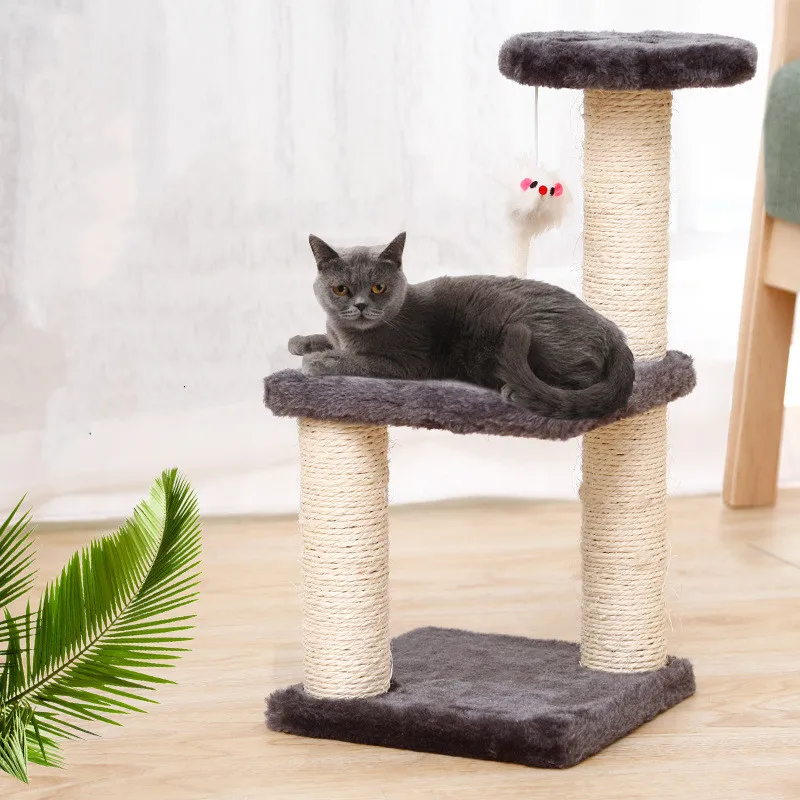 

Cat Scratcher Climbing Frame Scratching Post Resistant Sisal Cat Tree with Toys Fish Kitten Playground Pet Furniture Supplies