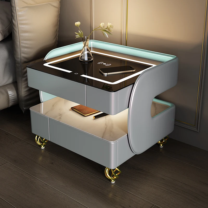 

Modern Smart Nightstands Storage Luxury Nordic Bedroom Nightstands Living Room Trendy Mesa Cabeceira Bedroom Furniture SR50NS