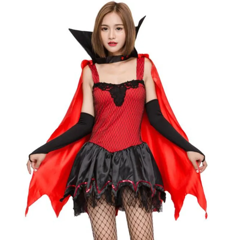 

Adults Women Lady Hallowmas Red Black Vampire Cosplay Female Stage Performance Costumes Party Decoration Costume Halloween