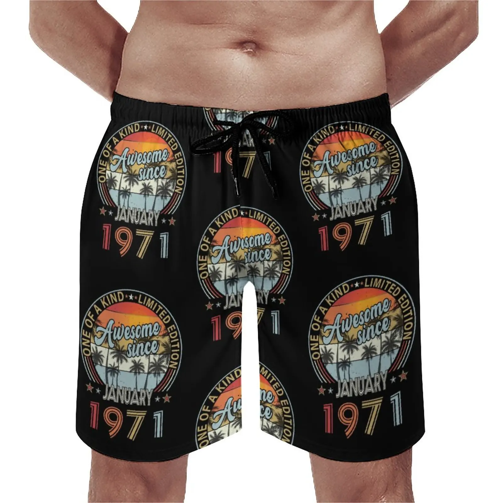 

Kind 1971 Limited Edition Awesome Board Shorts Summer Meaning Classic Board Short Pants Male Sports Fitness Graphic Beach Trunks