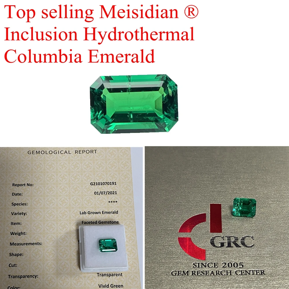 Meisidian 6A Quality 8x12mm 4 CTS Octagon Cut Inclusion Hydrothermal Columbia Emerald Gemstone For Ring Making