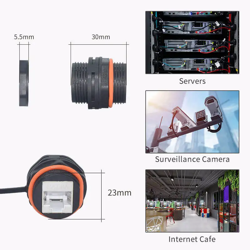 Фото Сетевой разъем YXY Rj45 lP68 для крепления на панели Ethernet, двойной размер M20/M23CAT5E/CAT6/CAT6A, водонепроницаемый проводной разъем №5