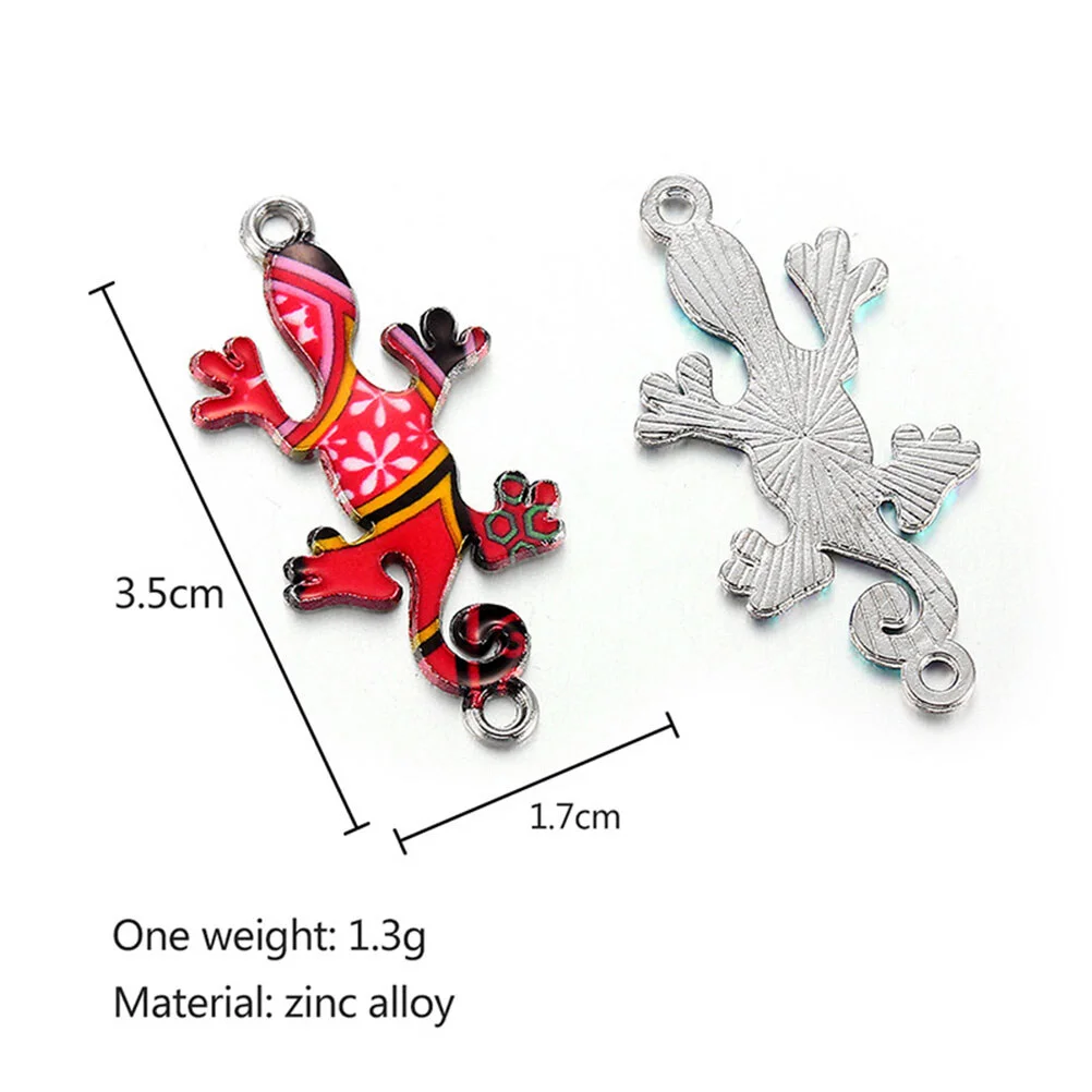 10 Pcs Charm Gecko Jewelry Making Charms Bracelets Necklace Earring Crafts Pendant Alloy Animal Printing Supplies DIY