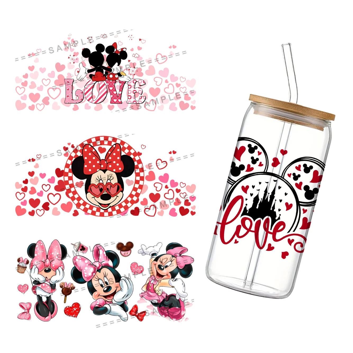 Водонепроницаемая наклейка на чашки 11*24 см с изображением Микки Диснея 16 унций УФ