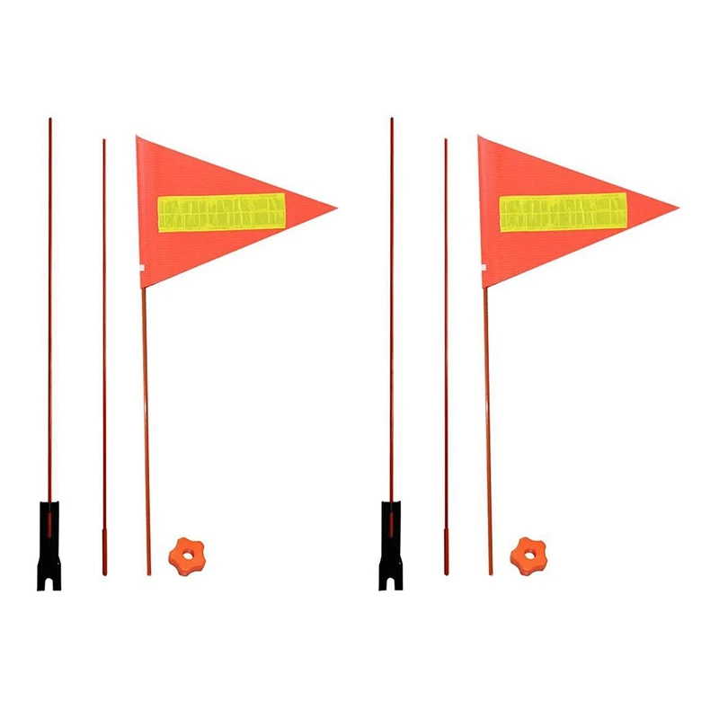 

2 комплекта велосипедный защитный флаг с крепежным кронштейном из стекловолокна, регулируемая длина, прочный уличный защитный знак