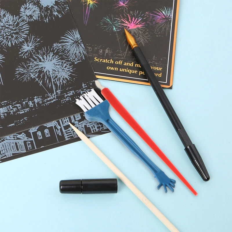 

5PCS Scratch Art Tool с двойным наконечником Scratch Pen Repair Ink Scratch Tool Brush