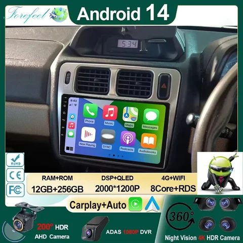 Для Mitsubishi Pajero iO 1998-2007 Автомобильный радиоприемник Android 14 Carplay GPS-навигация Android Авто Стерео без 2din 5G WiFi BT
