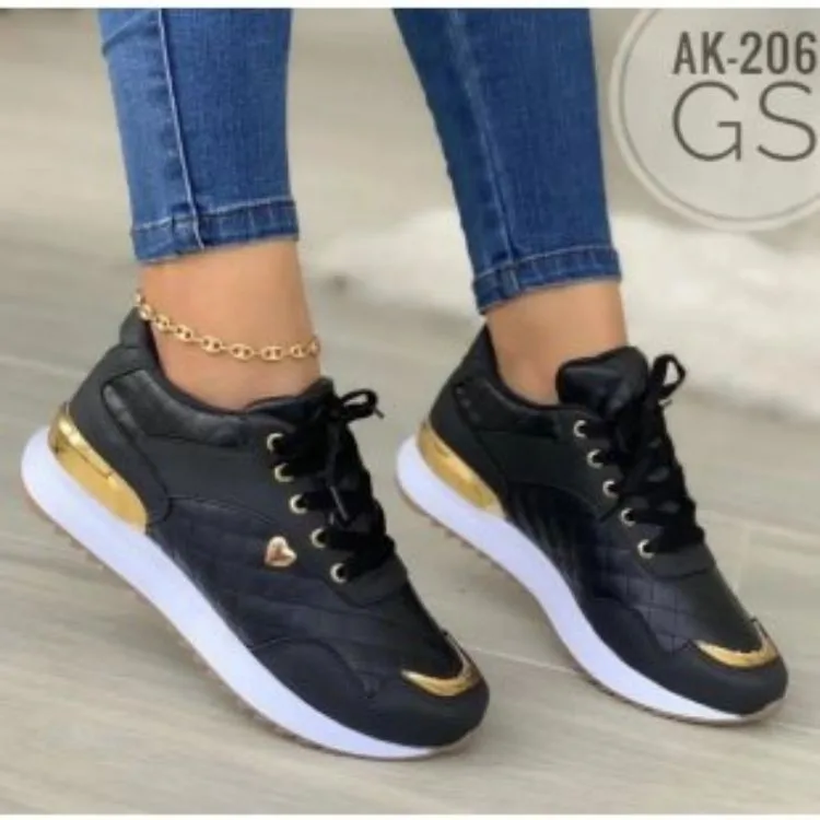 New Spring Autumn Women Shoes Round Toe Platform Low Heel Colorblocking Females Sneakers Fashion Elegant Outer Leisure Shoes