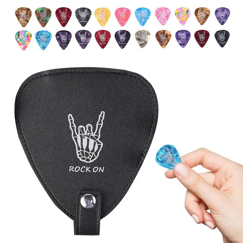 

Guitar Picks Case Waterproof PU Leather Guitar Pick Holder Portable Guitar Pick Holder With 20 Slots Variety Pick Pack For