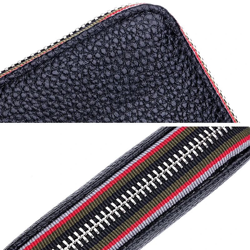 Practical Coin Card Purse Blocking Genuine Leather Wallet Women and Men's Anti-Theft Credit Card Holder Card Cover Zipper 1X