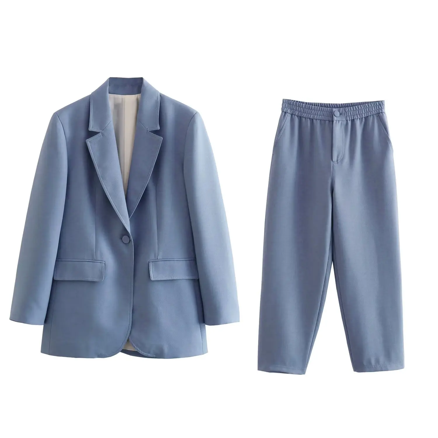 

Women 2023 New Fashion Direct cutting Blazer Coat Vintage Long Sleeve Pockets Female Outerwear Chic