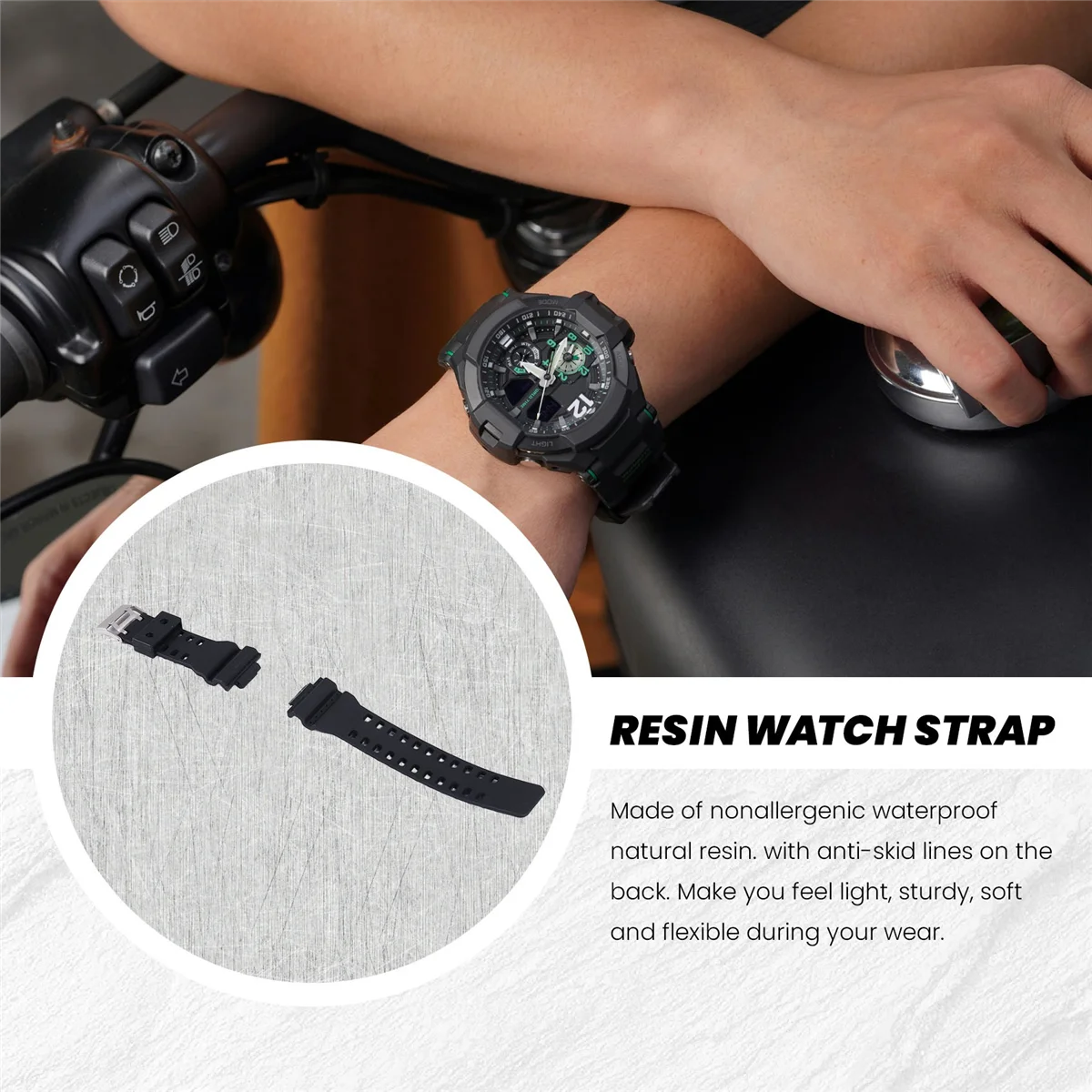 Сменный ремешок для часов из натуральной смолы G-Shock GD120/GA-100/GA-110/GA-100C (черный)