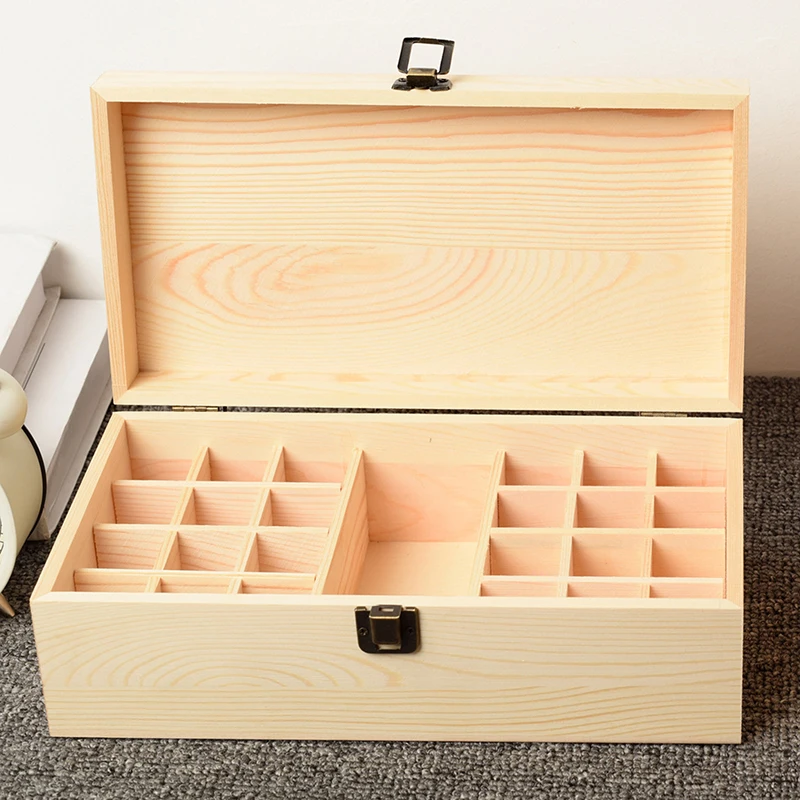 

Essential Oil Storage Wooden Box 25 Compartment Storage Box 15ML 24+1 Compartment Essential Oil Display Box Jewelry Organizer