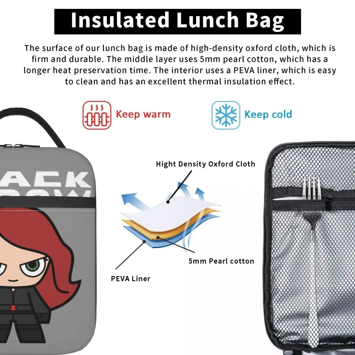 Милые миниатюрные Изолированные сумки для обедов с изображением черной вдовы