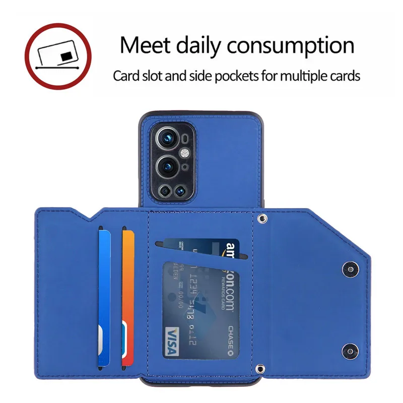 For Oneplus 9 Pro Luxury Leather Card Slot Case One Plus Nord 2 5G Shockproof Case Bumper Hand Back Cover OnePlus Nord N200