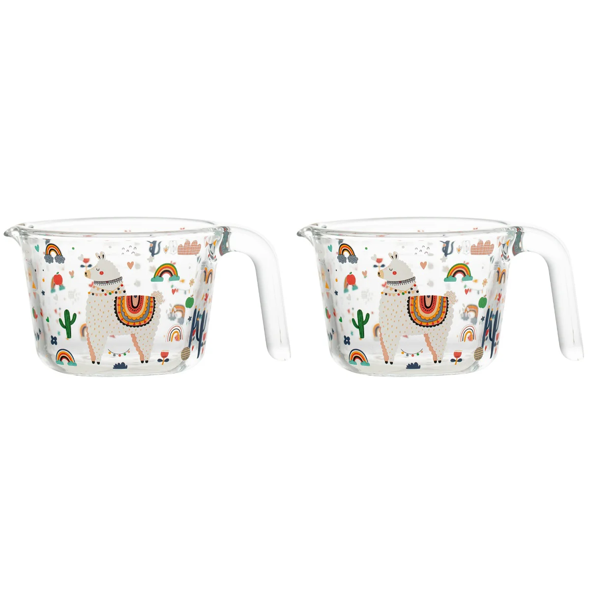 

2pcs Glass Measuring Cup Multi-function Measuring Jug Cartoon Measuring Mug for Kitchen