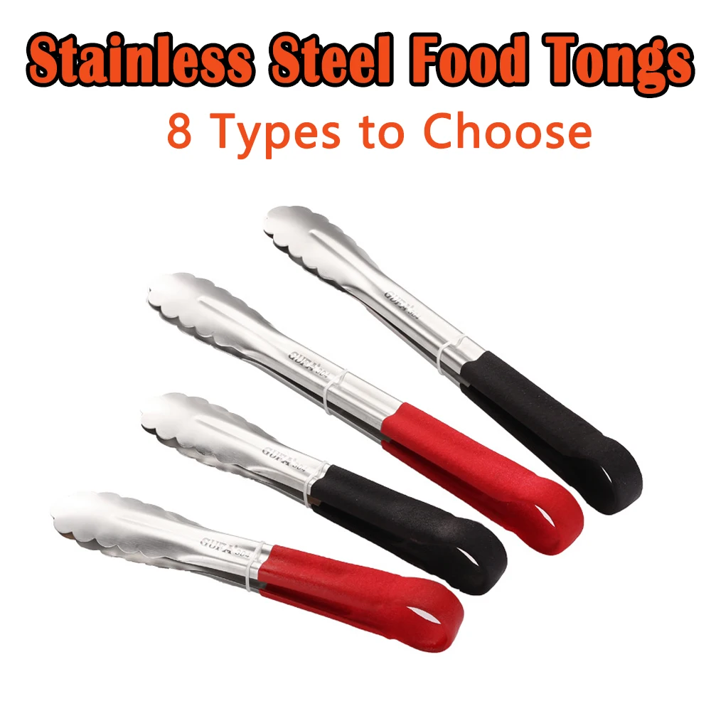 

Stainless Steel Food Tongs Kitchen Utensils Buffet Cooking Tool Anti Heat Bread Clip Pastry Clamp for Desserts Salads Barbecue