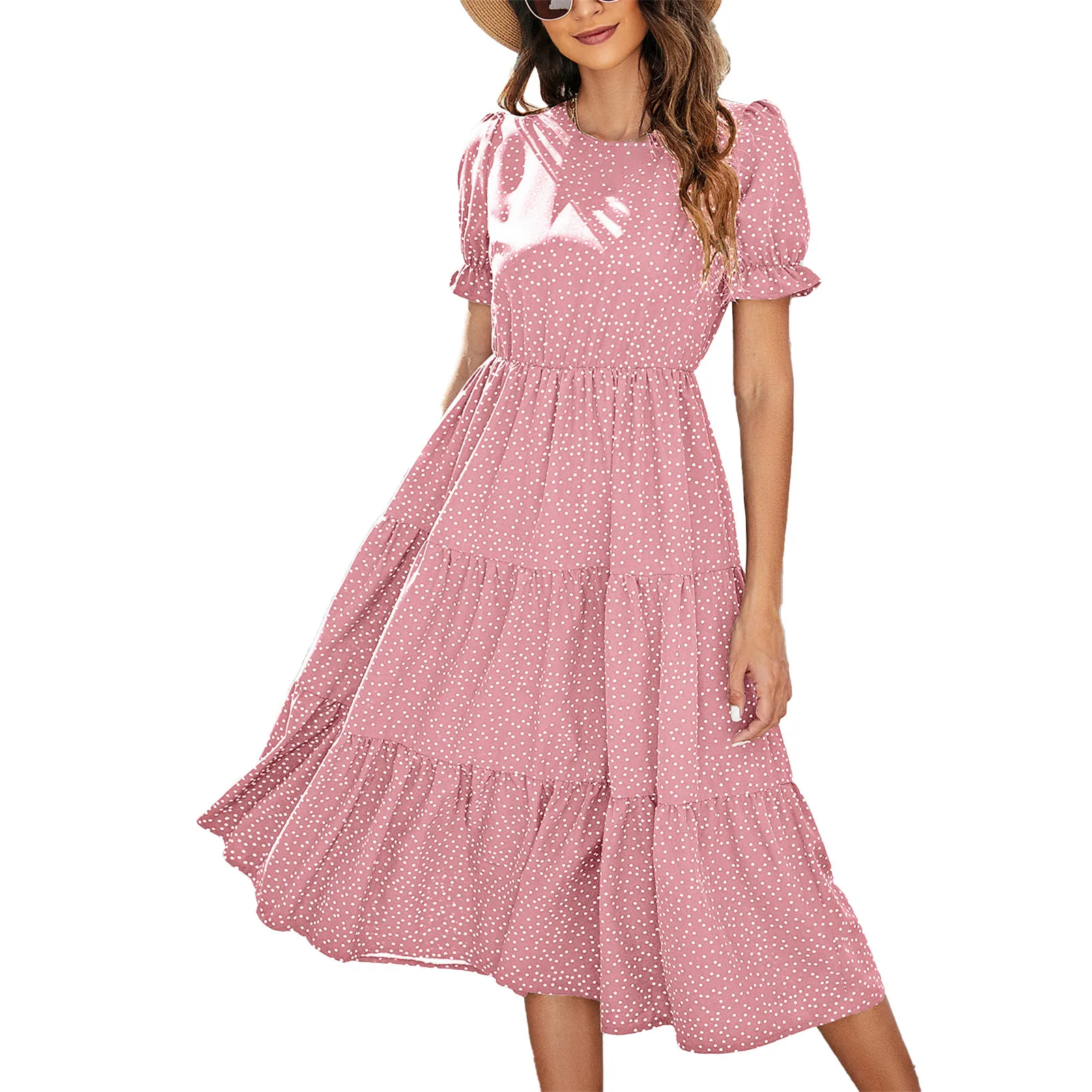 

Женский сарафан свободного покроя, однотонная Повседневная Туника, летнее пикантное пляжное платье с коротким рукавом, цветочным принтом и...