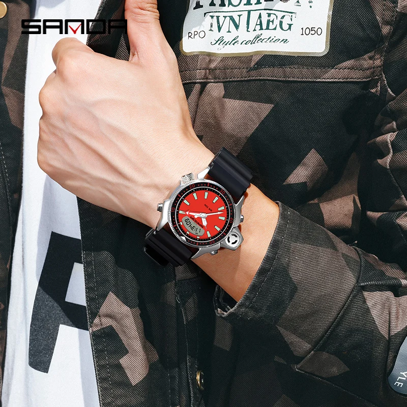 Sanda Модные мужские светодиодные цифровые часы повседневные уличные спортивные